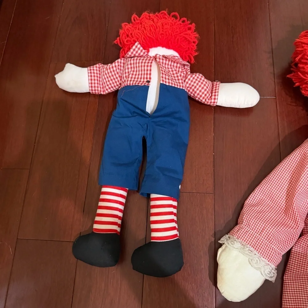 Collectible Trio 1970’s Vintage Raggedy Ann and Andy Doll Set Classic Cloth